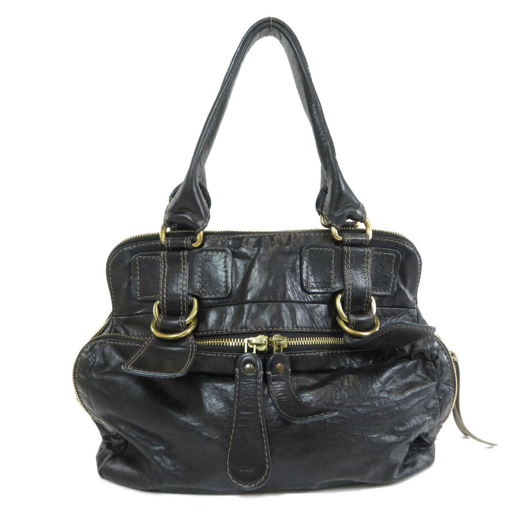 Chloe Bag Plate Leather Tote Logo